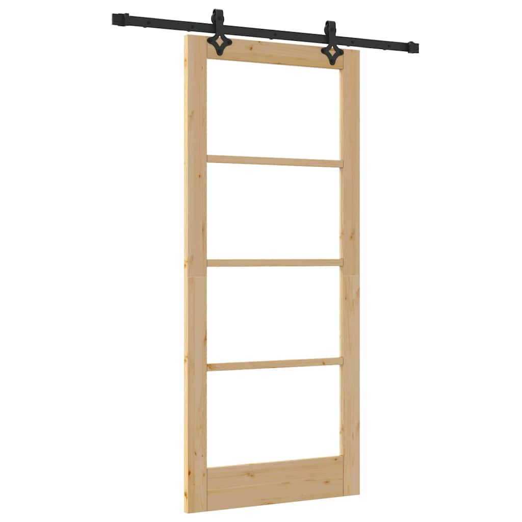 Sliding Door Other Manual Brown 33.9 x 78.1 in Wood and metal