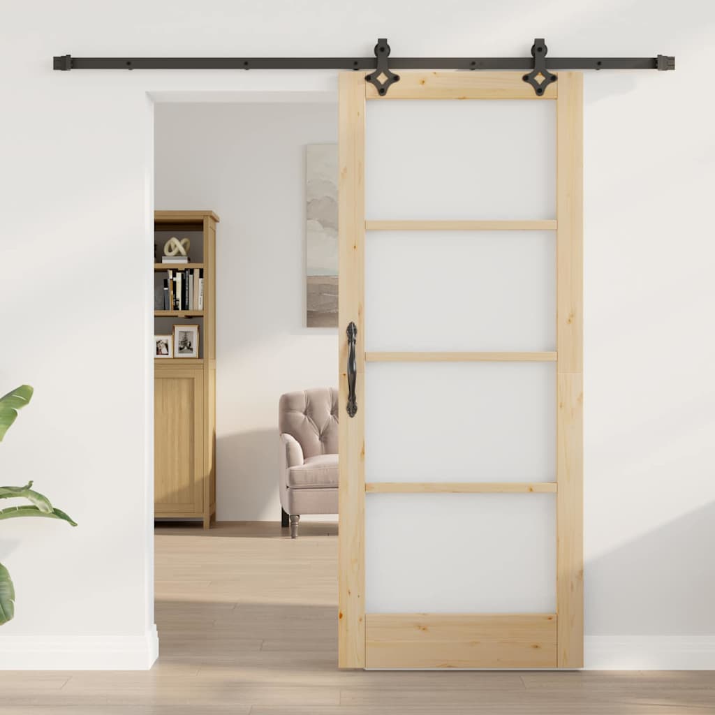 Sliding Door Other Manual Brown 32.7 x 79.5 in Wood and metal