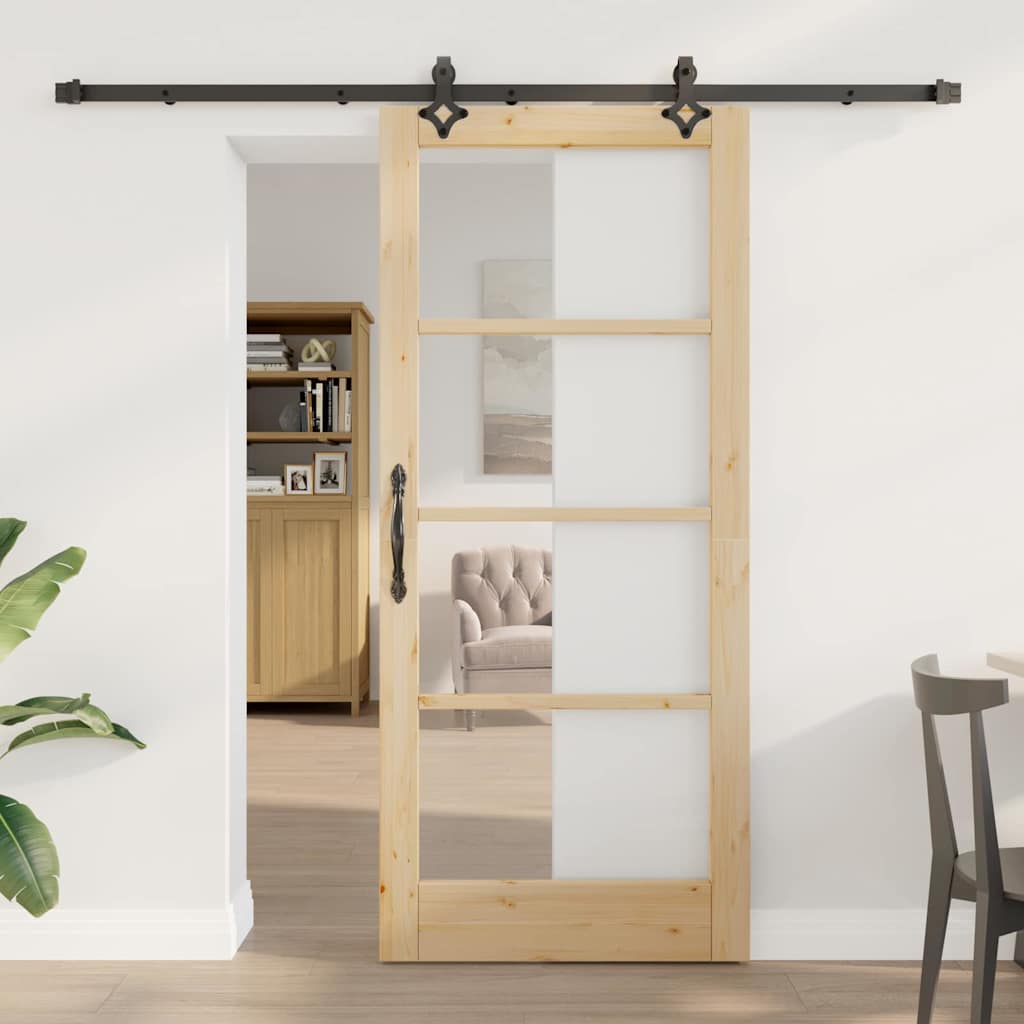 Sliding Door Other Manual Brown 33.9 x 78.1 in Wood and metal