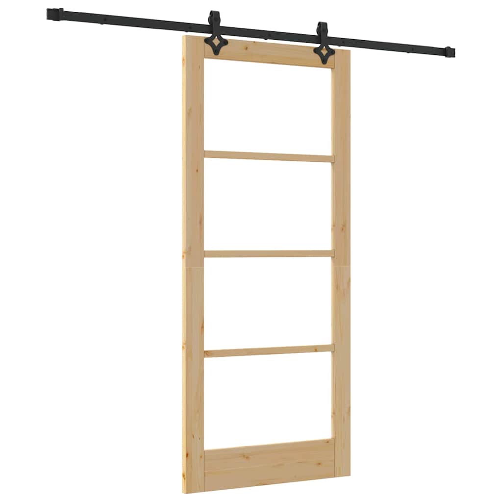 Sliding Door Other Manual Brown 33.9 x 78.1 in Wood and metal