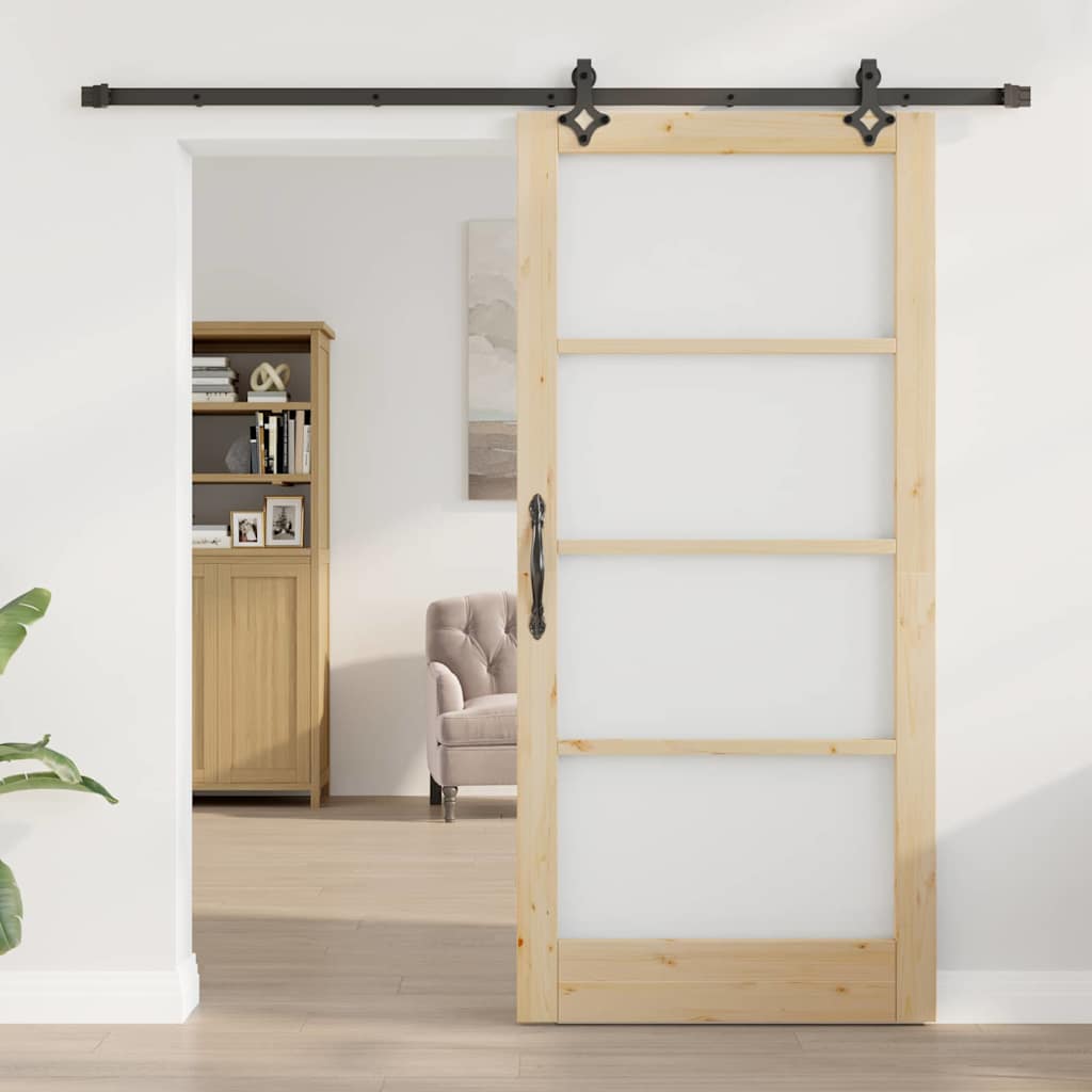 Sliding Door Other Manual Brown 36.6 x 79.5 in Wood and metal