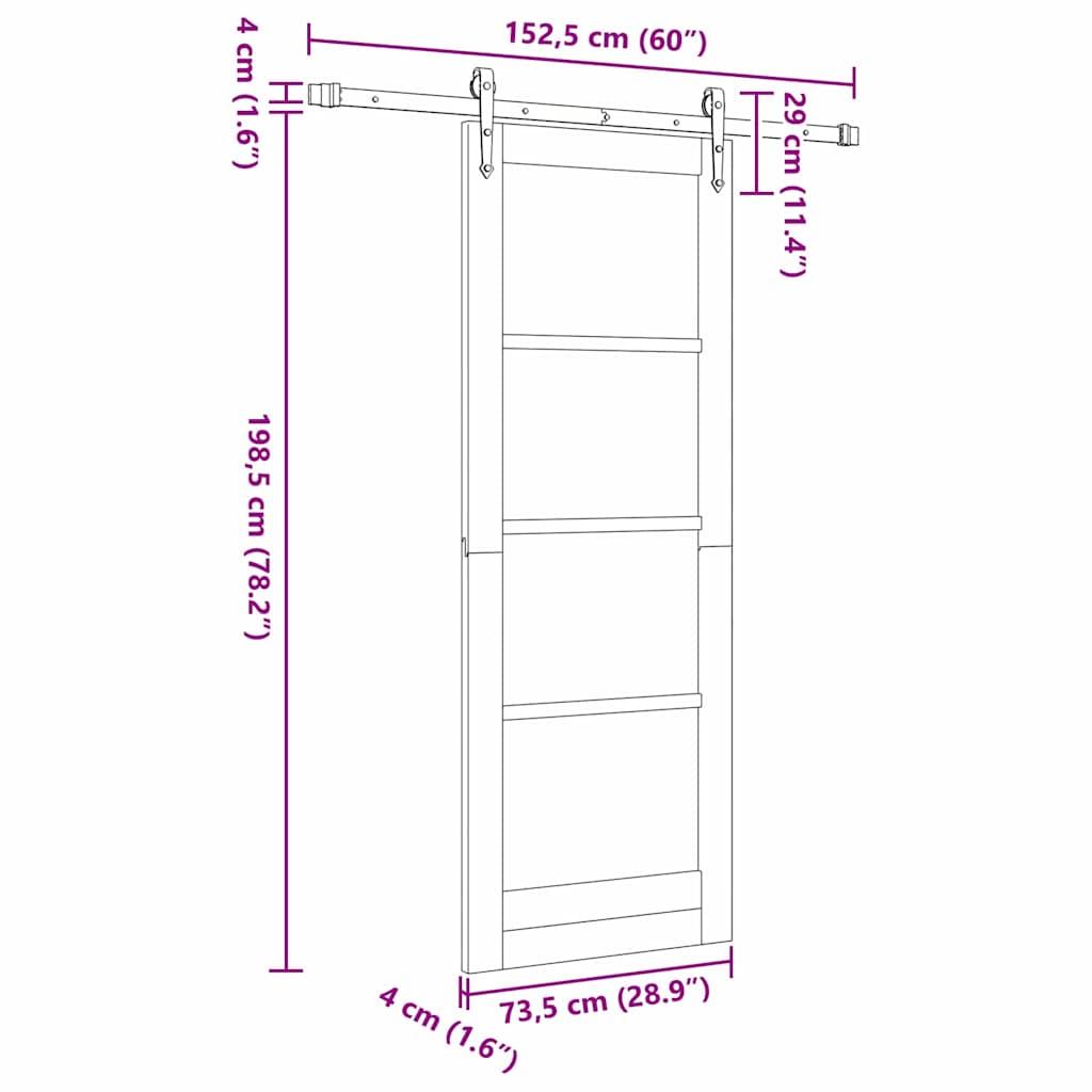 Sliding Door Manual ORKDAL White 29 x 78 in Wood and metal