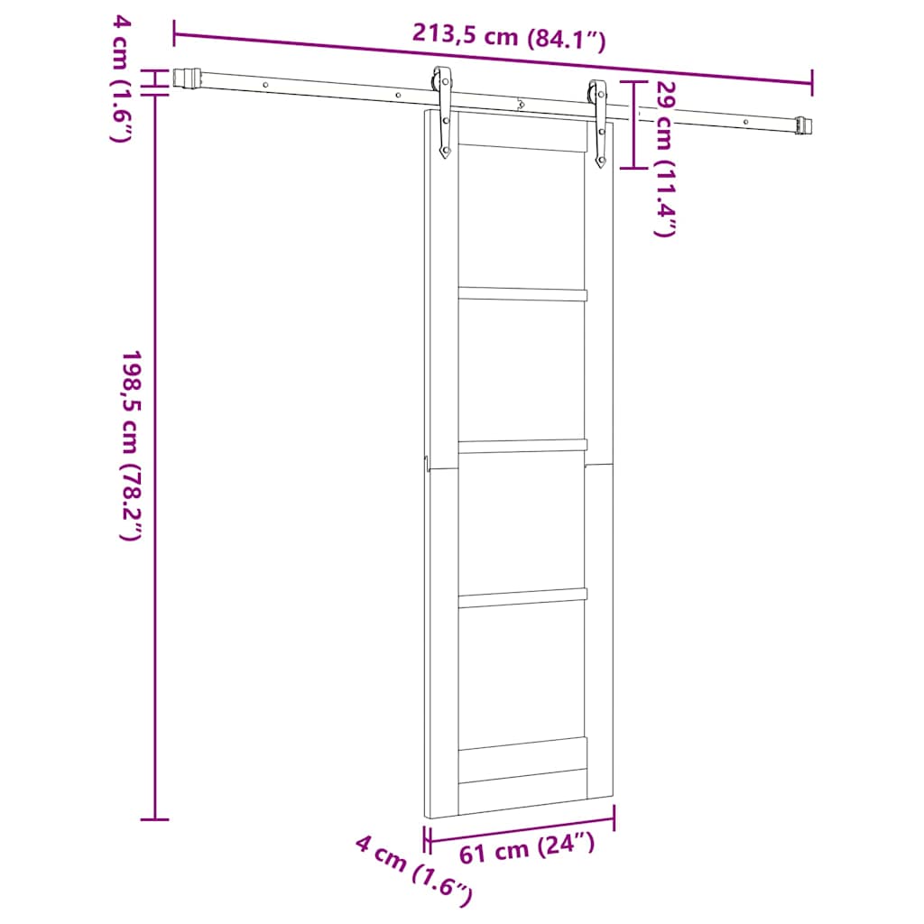 Sliding Door Manual ORKDAL Brown 24 x 78.2 in Wood and metal
