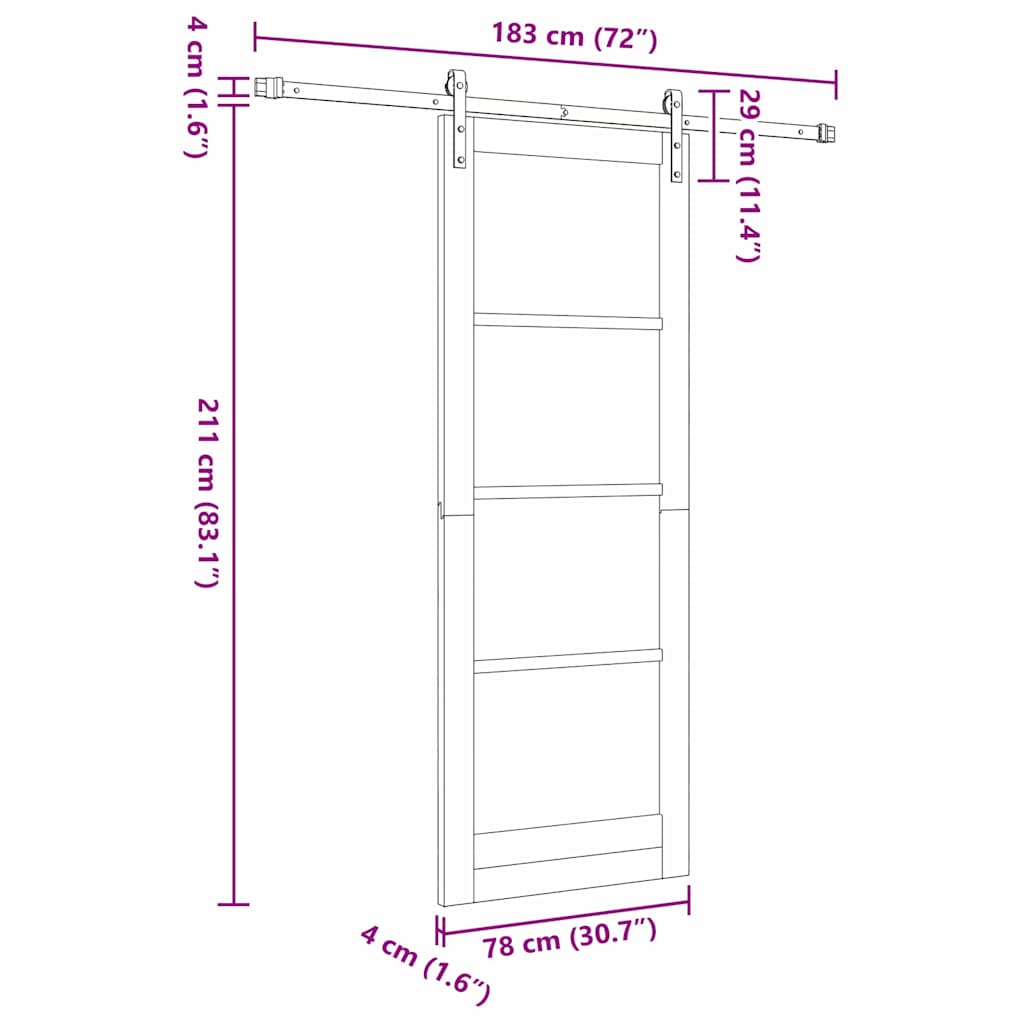 Sliding Door White 30.7 x 83.1 in Solid pine wood and steel