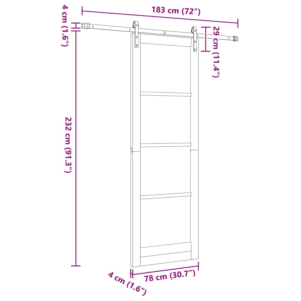 Sliding Door White 30.7 x 91.3 in Solid pine wood and steel