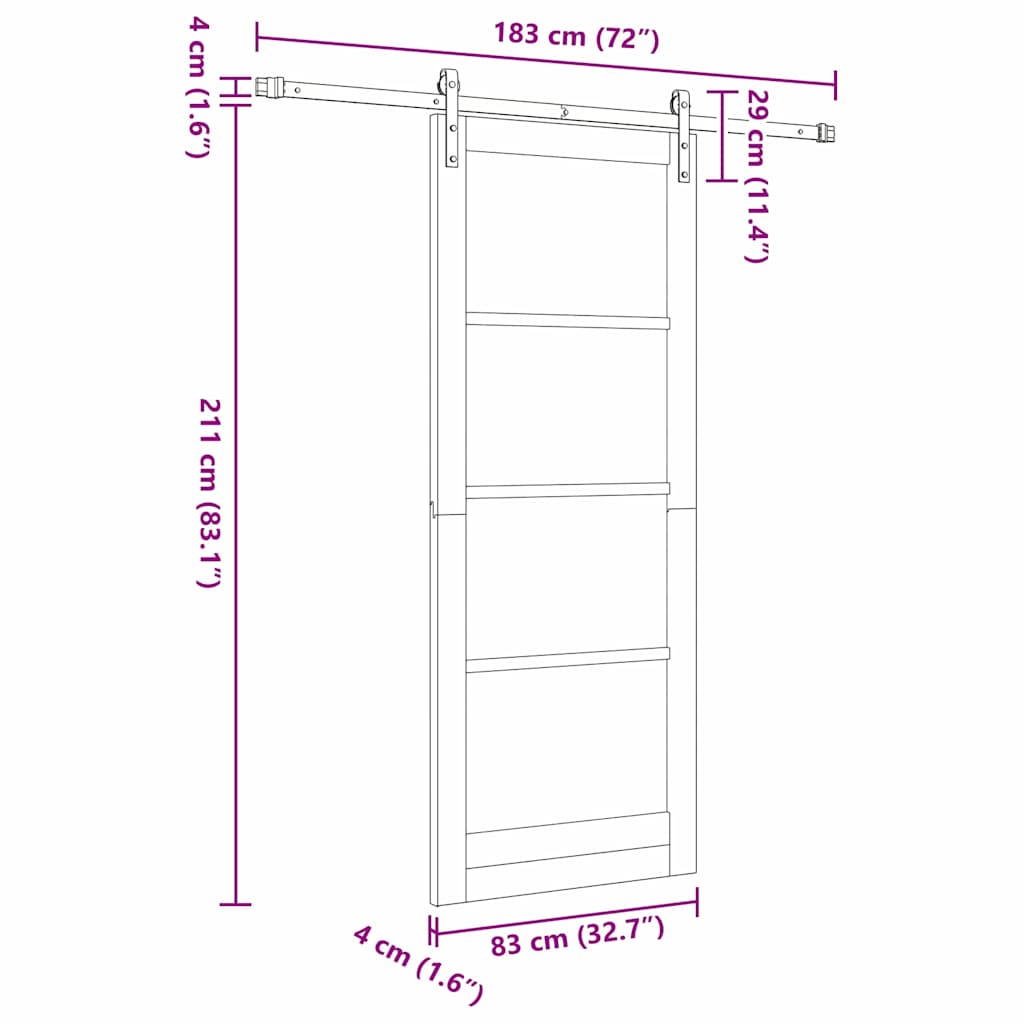 Sliding Door White 32.7 x 83.1 in Solid pine wood and steel