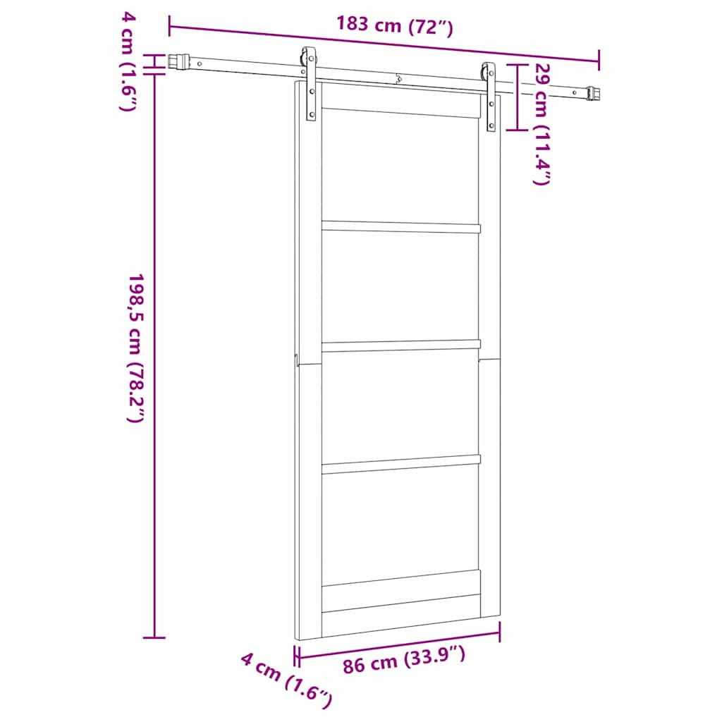 Sliding Door White 33.9 x 78.1 in Solid pine wood and steel