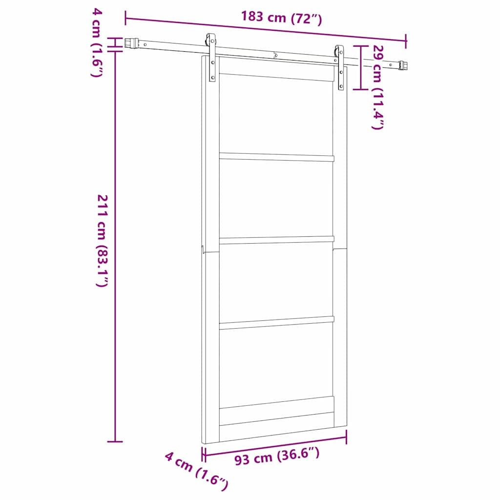 Sliding Door White 36.6 x 83.1 in Solid pine wood and steel