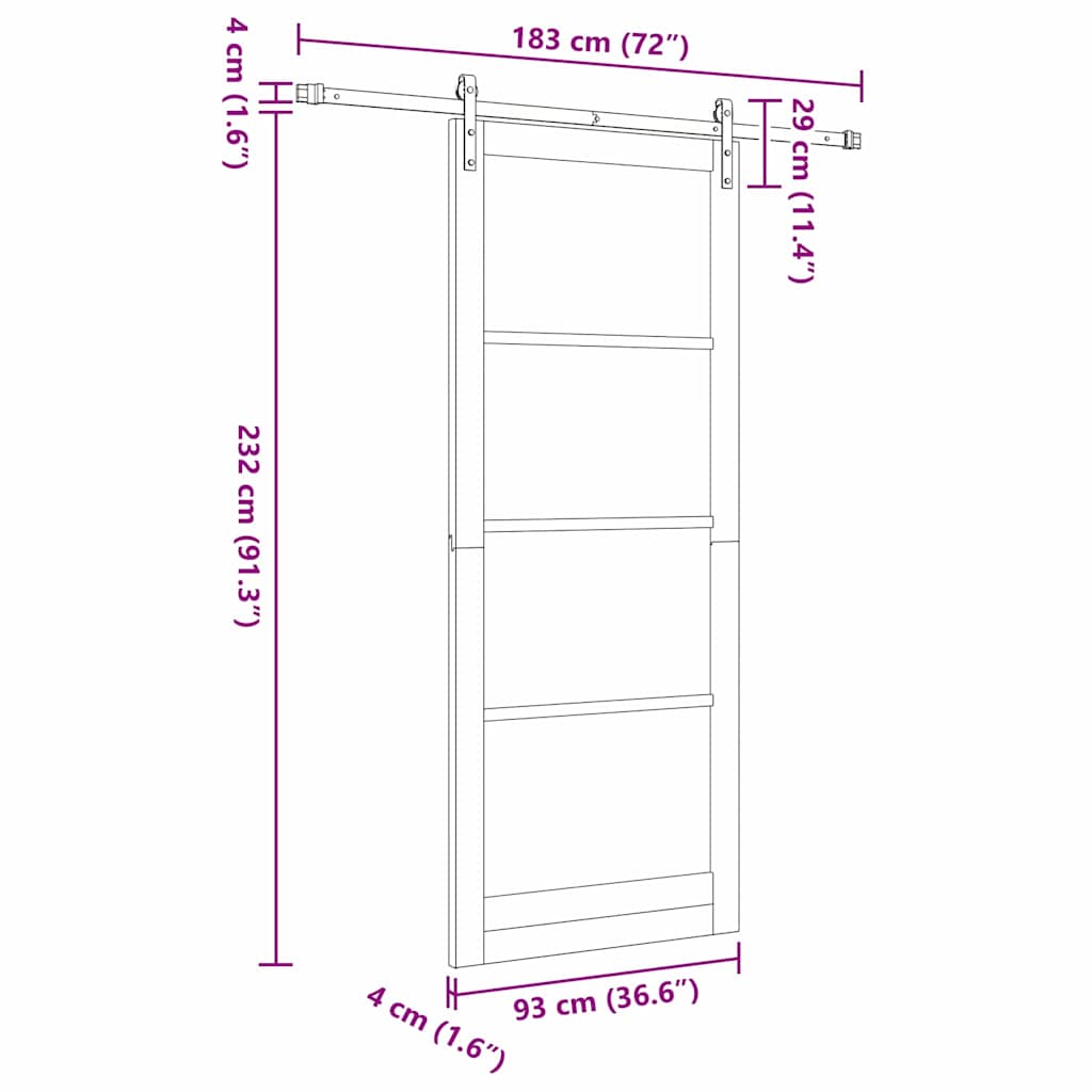 Sliding Door White 36.6 x 91.3 in Solid pine wood and steel