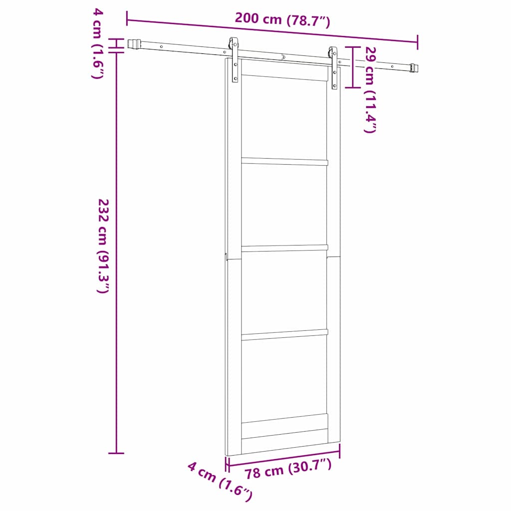 Sliding Door White 30.7 x 91.3 in Solid pine wood and steel