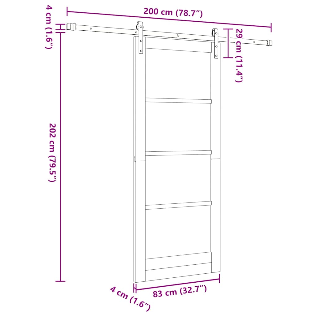 Sliding Door White 32.7 x 79.5 in Solid pine wood and steel