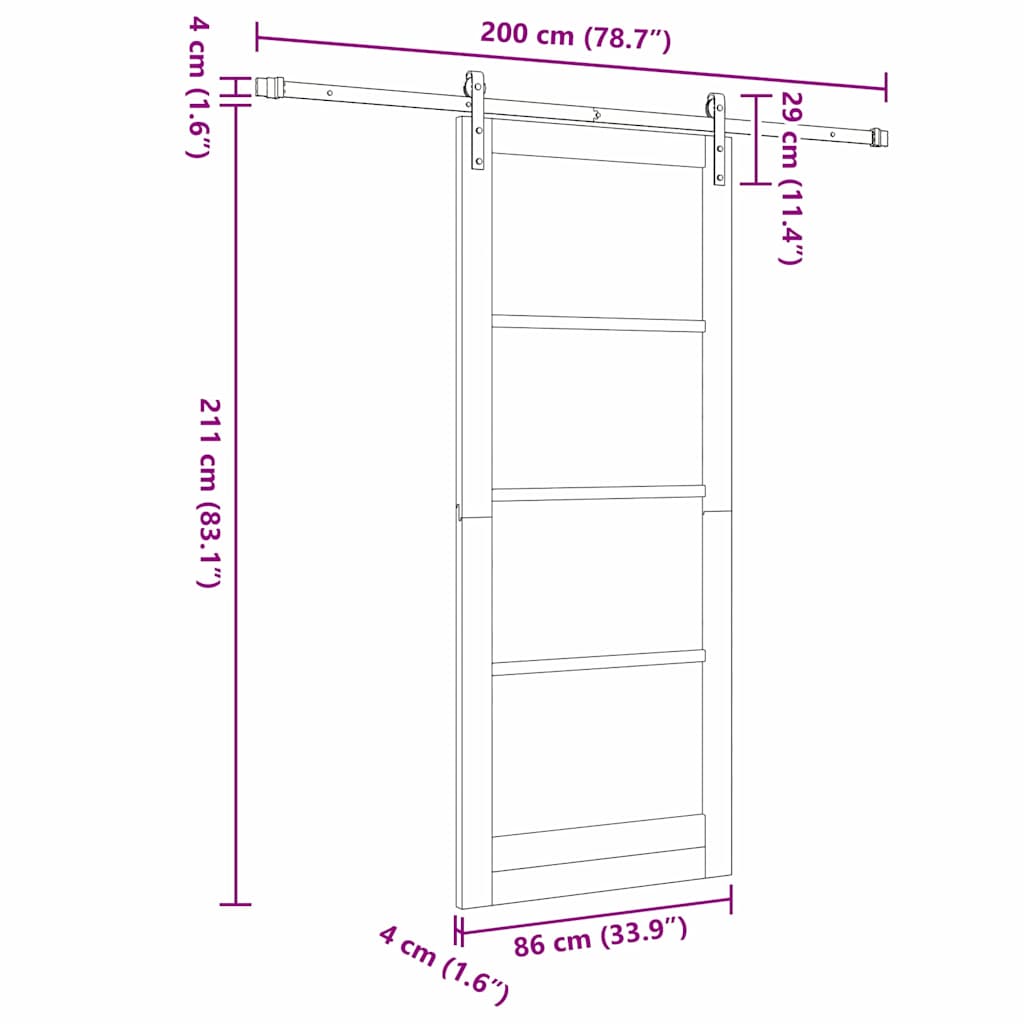 Sliding Door White 33.9 x 83.1 in Solid pine wood and steel