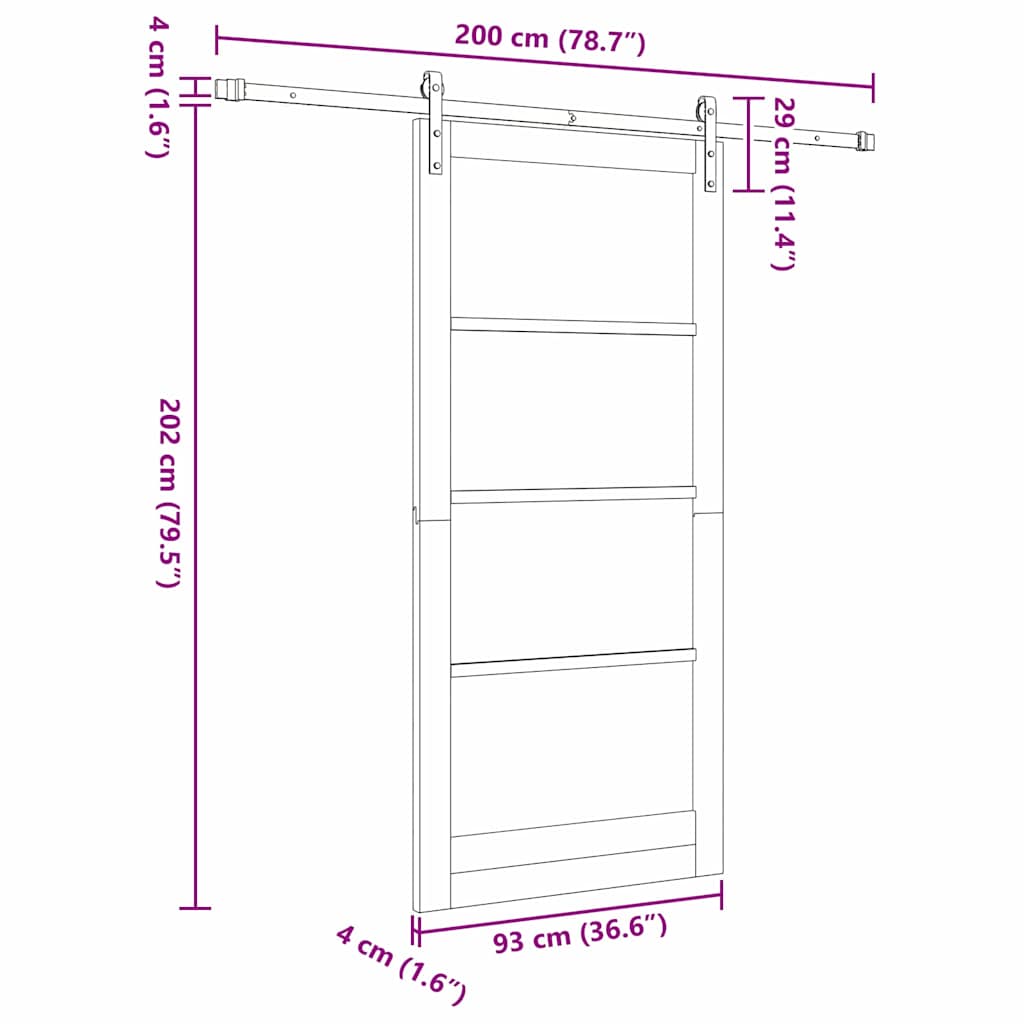 Sliding Door White 36.6 x 79.5 in Solid pine wood and steel