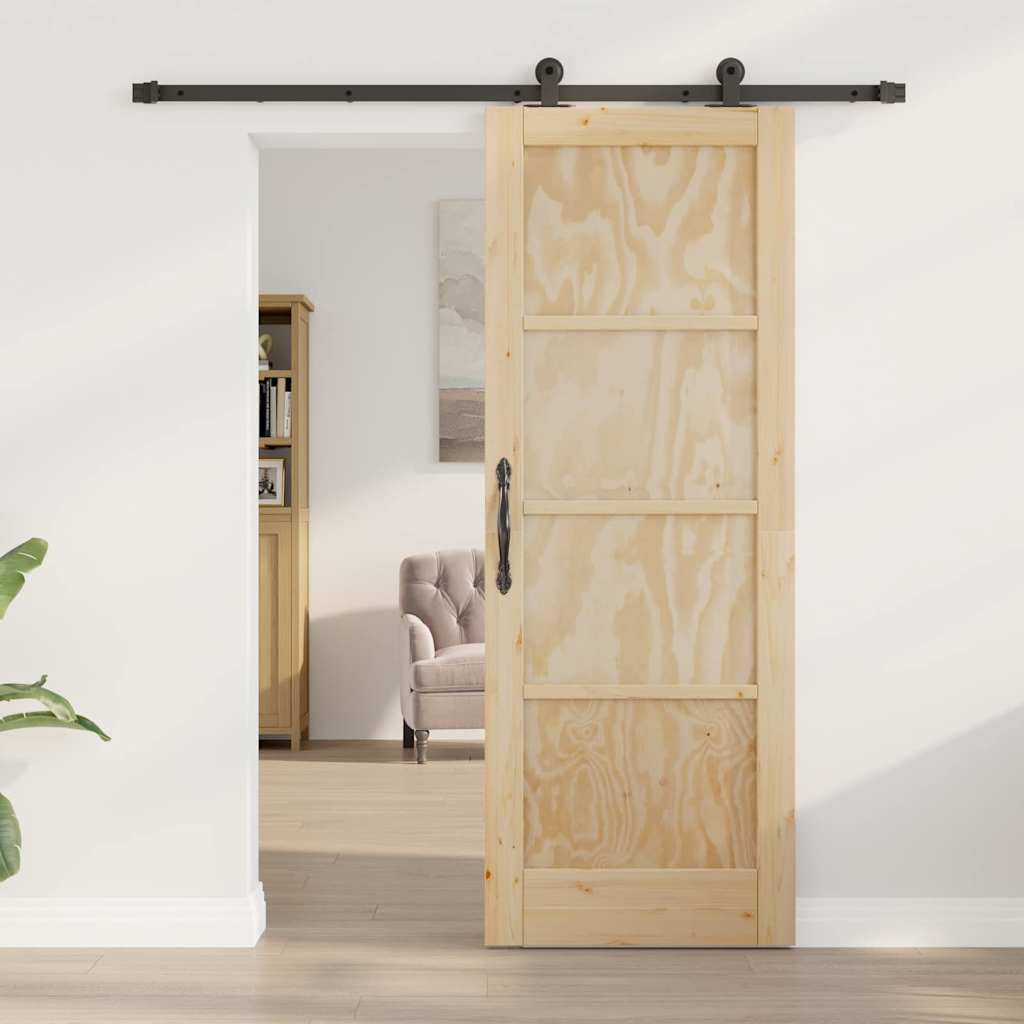 Sliding Door Set Manual natural and black 29 x 78 in