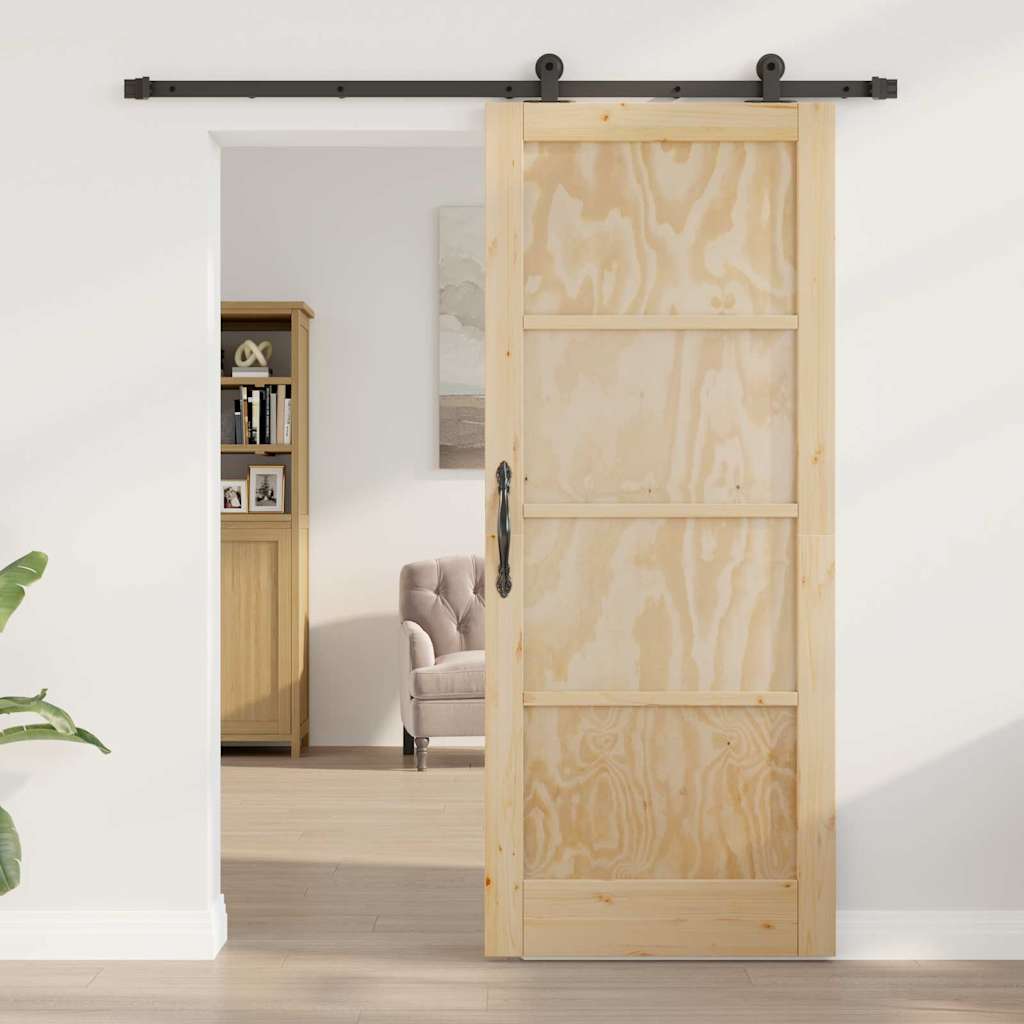 Sliding Door Set Manual natural and black 32.7 x 79.5 in