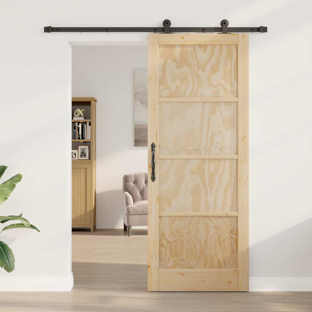 Sliding Door Set Manual natural and black 32.7 x 83.1 in