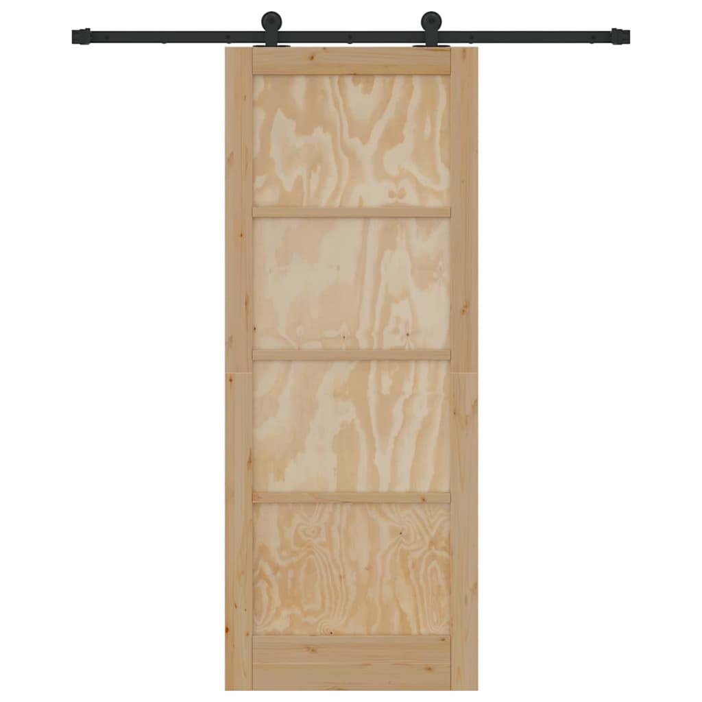 Sliding Door Set Manual natural and black 32.7 x 83.1 in