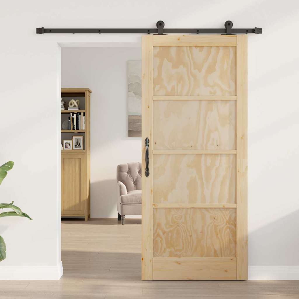 Sliding Door Set Manual natural and black 33.9 x 78.1 in