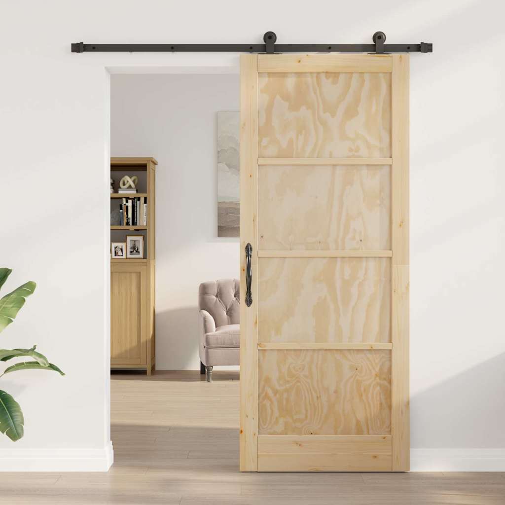 Sliding Door Set Manual natural and black 33.9 x 83.1 in