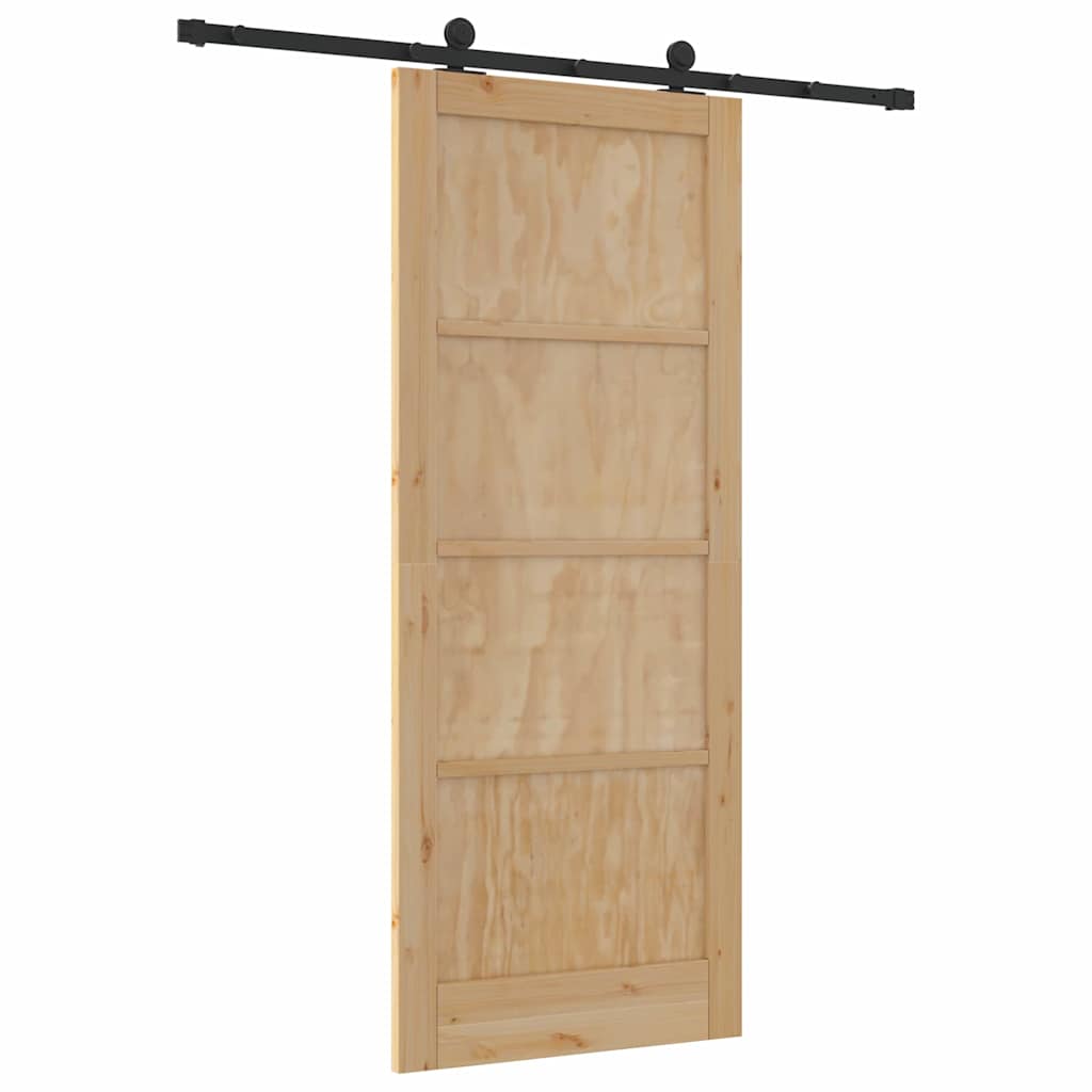Sliding Door Set Manual natural and black 33.9 x 83.1 in