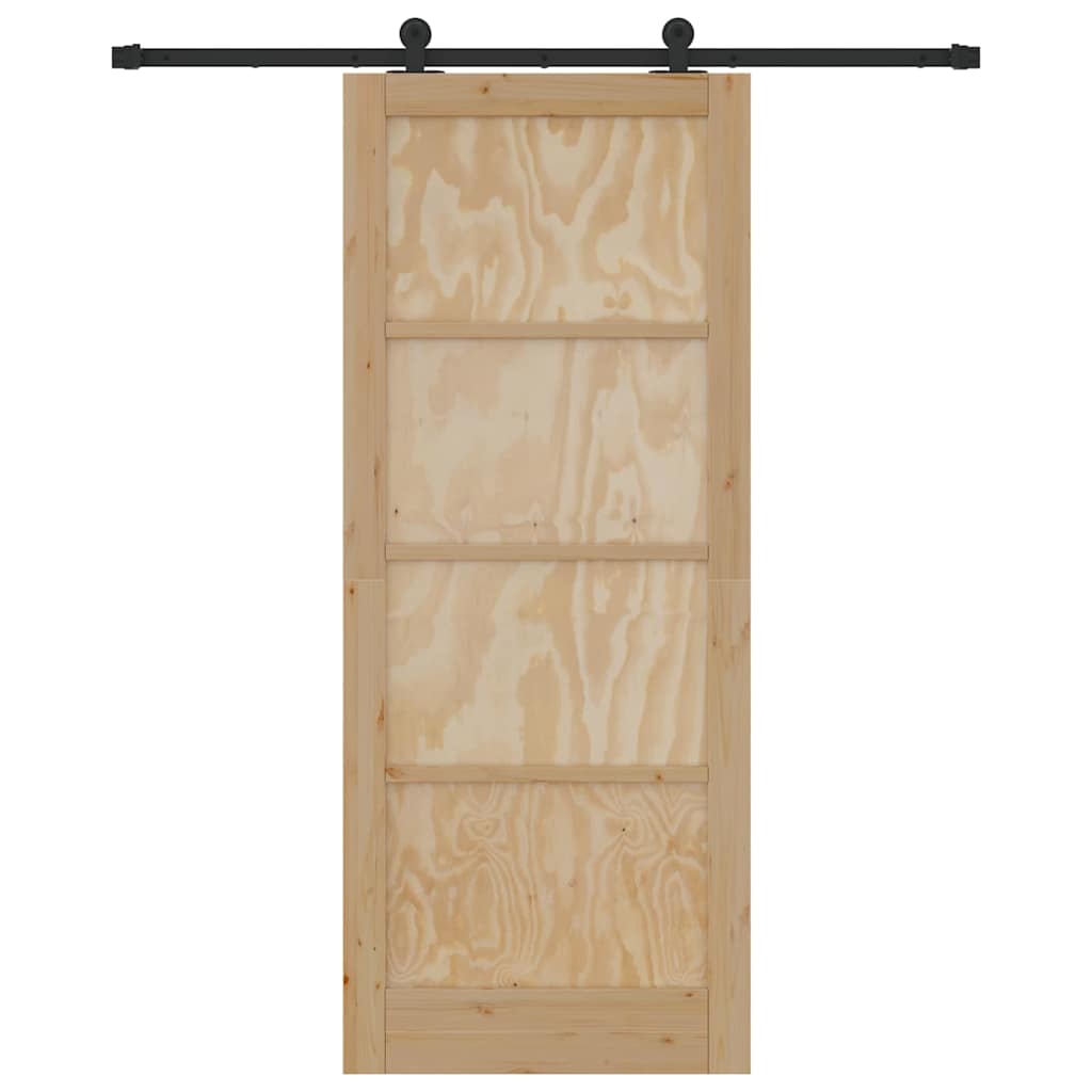 Sliding Door Set Manual natural and black 33.9 x 83.1 in
