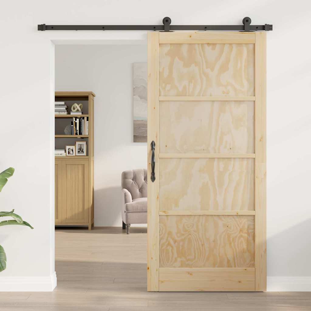 Sliding Door Set Manual natural and black 36.6 x 79.5 in