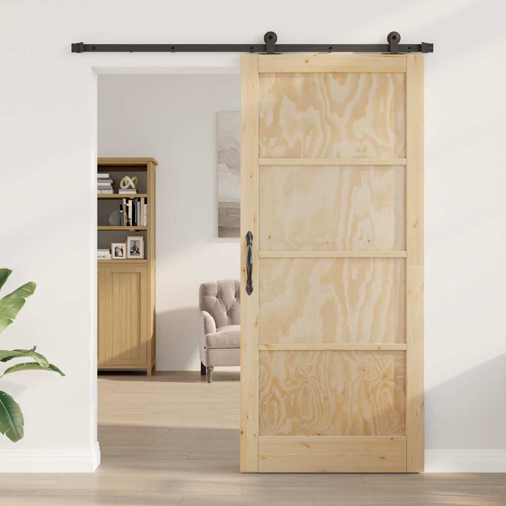 Sliding Door Set Manual natural and black 36.6 x 83.1 in
