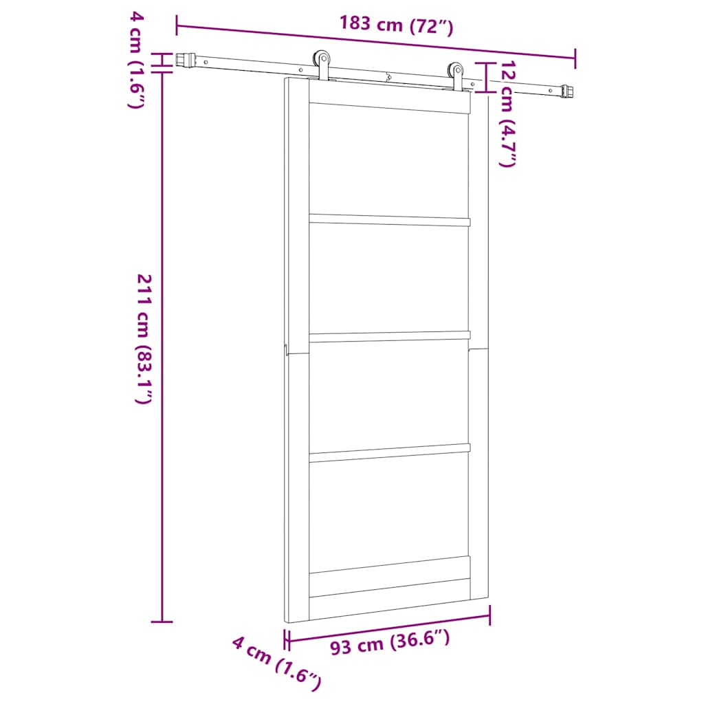 Sliding Door Set Manual White and black 36.6 x 83.1 in