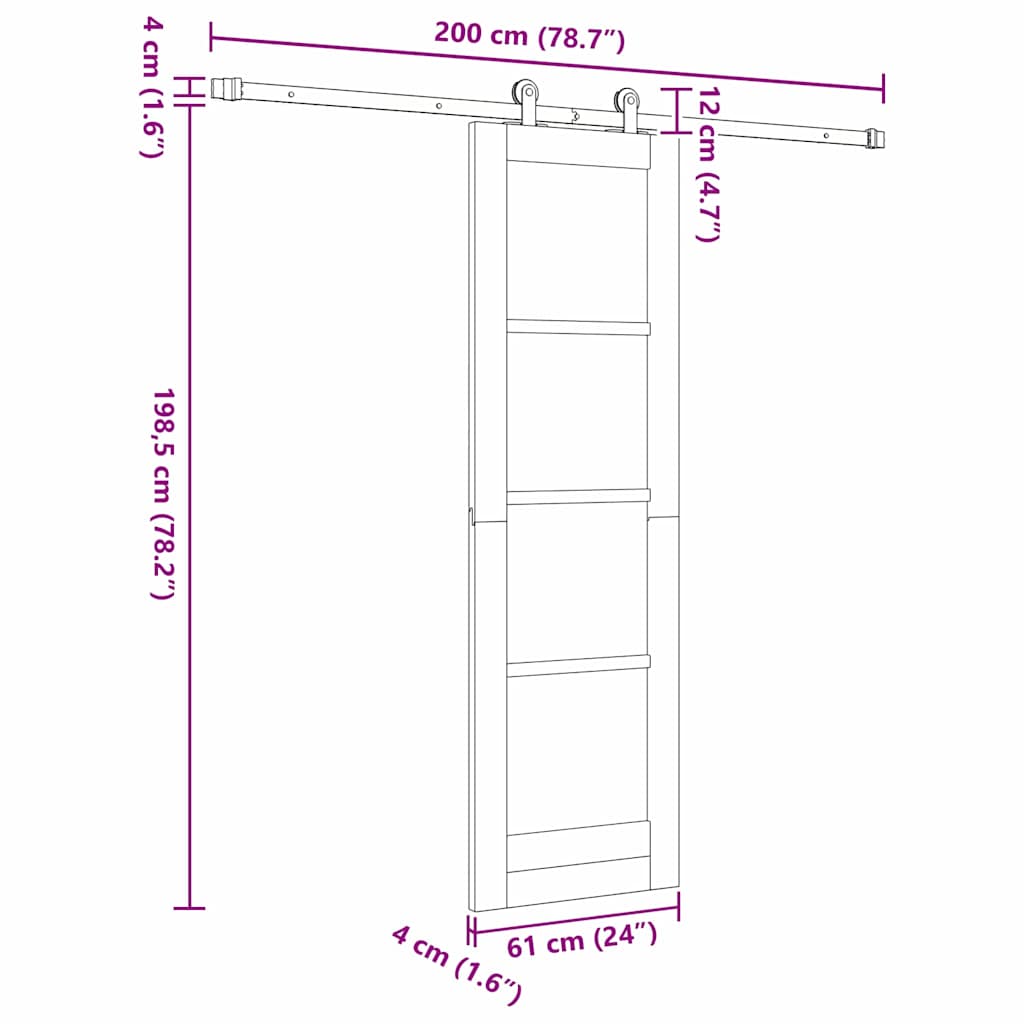 Sliding Door Set Manual White and black 24 x 78.2 in