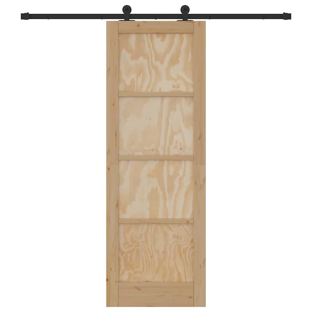 Sliding Door Set Manual natural and black 28.9 x 83.1 in