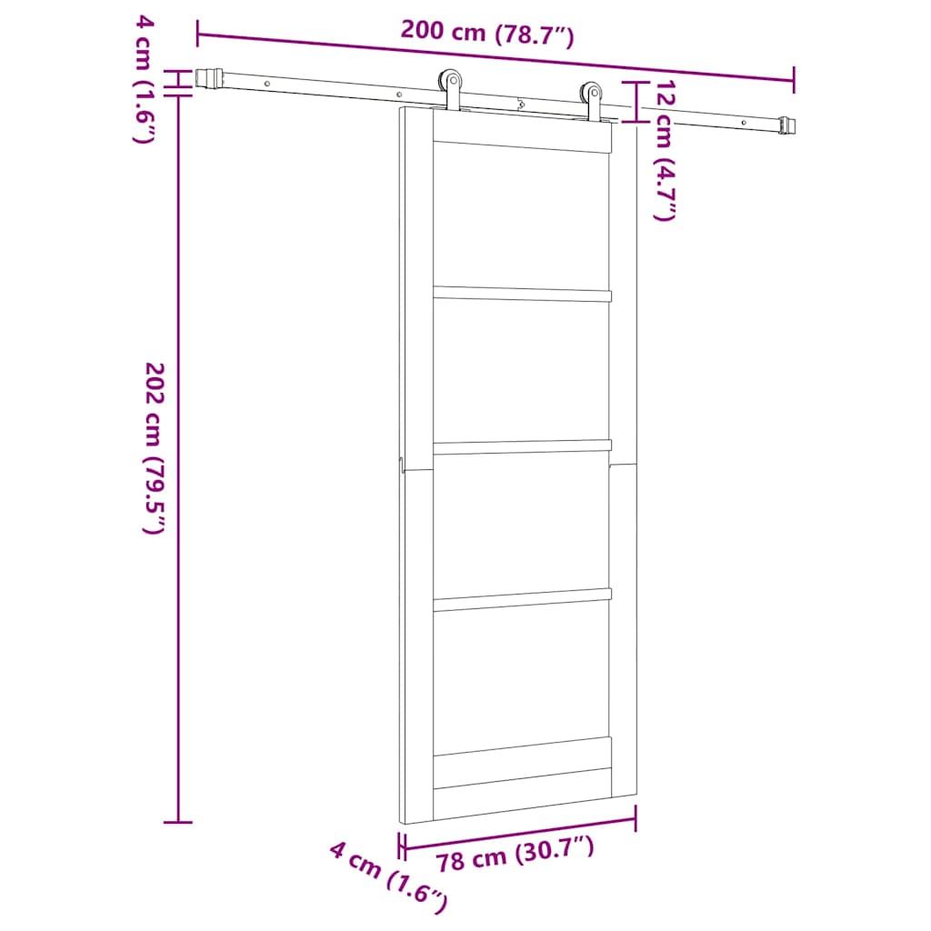 Sliding Door Set Manual White and black 30.7 x 79.5 in