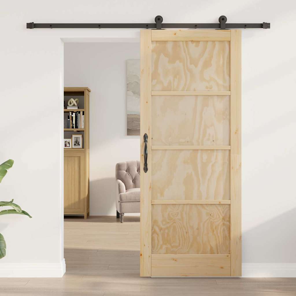 Sliding Door Set Manual natural and black 32.7 x 79.5 in