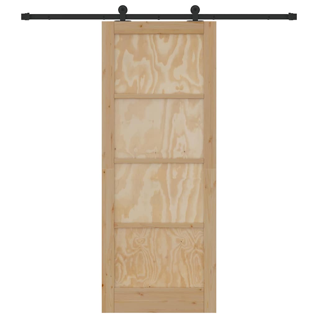 Sliding Door Set Manual natural and black 32.7 x 83.1 in