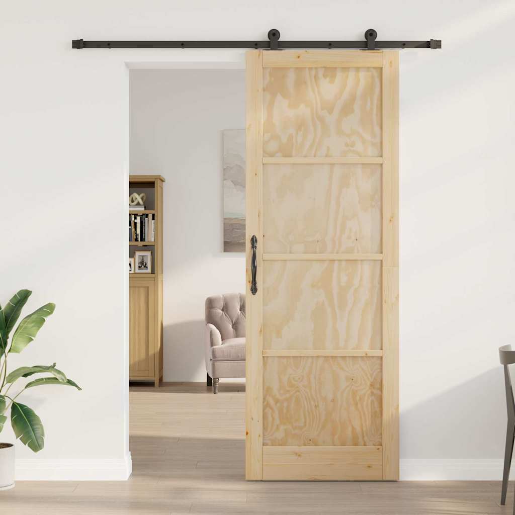 Sliding Door Set Manual natural and black 32.7 x 91.4 in