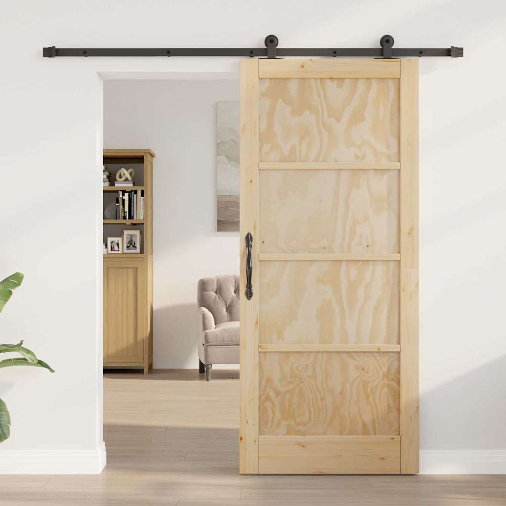 Sliding Door Set Manual natural and black 33.9 x 78.1 in