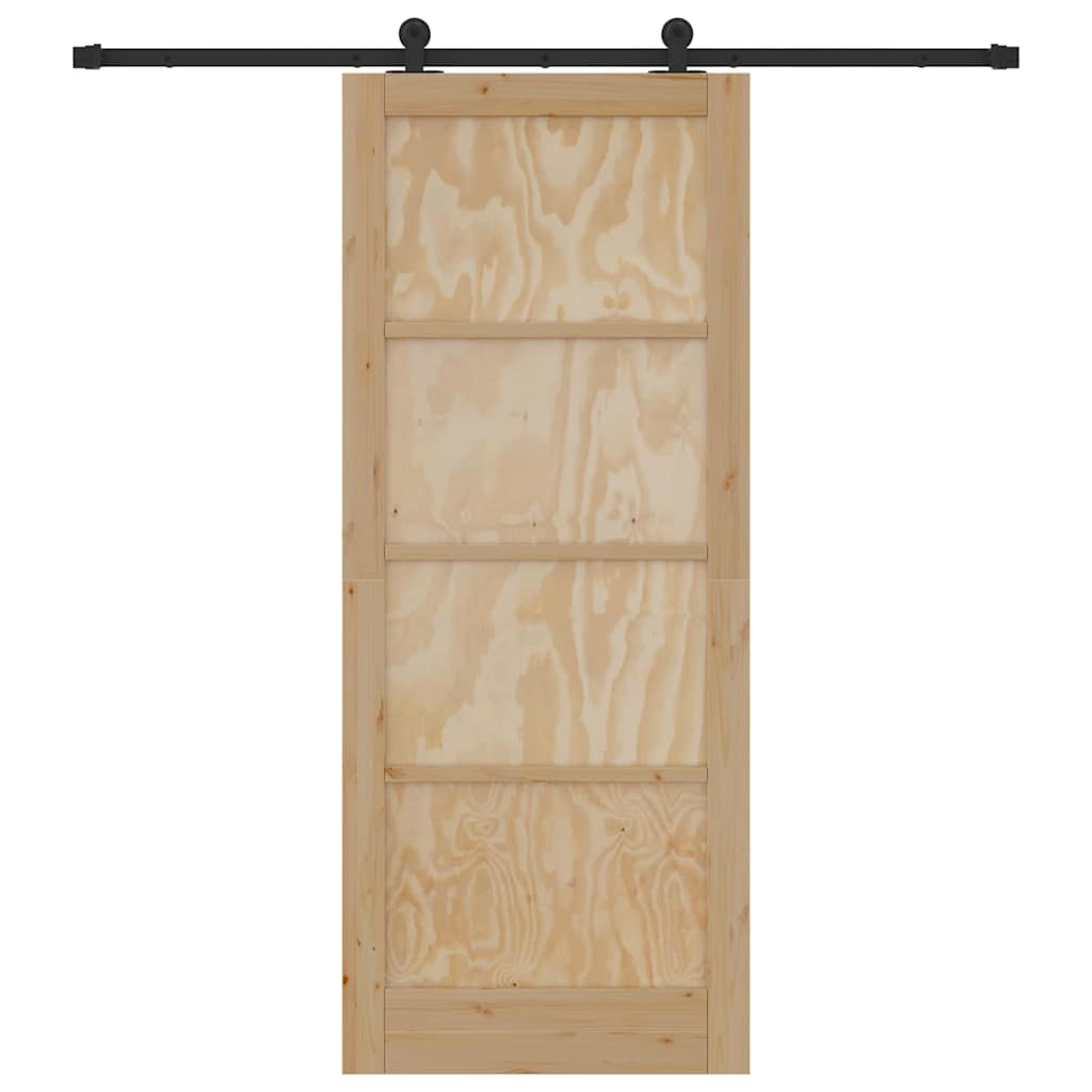 Sliding Door Set Manual natural and black 33.9 x 83.1 in