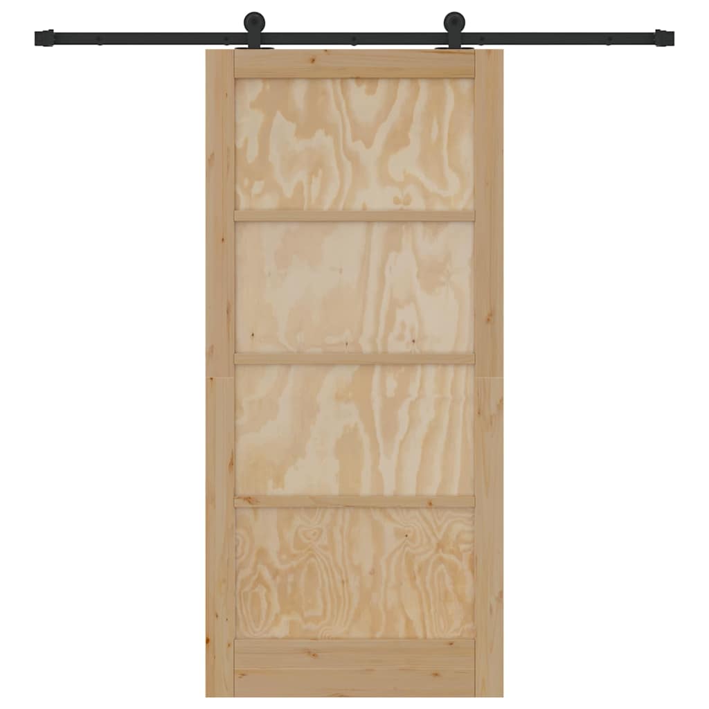 Sliding Door Set Manual natural and black 36.6 x 79.5 in