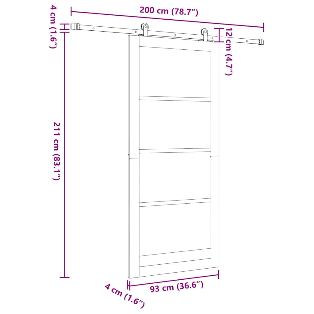 Sliding Door Set Manual White and black 36.6 x 83.1 in