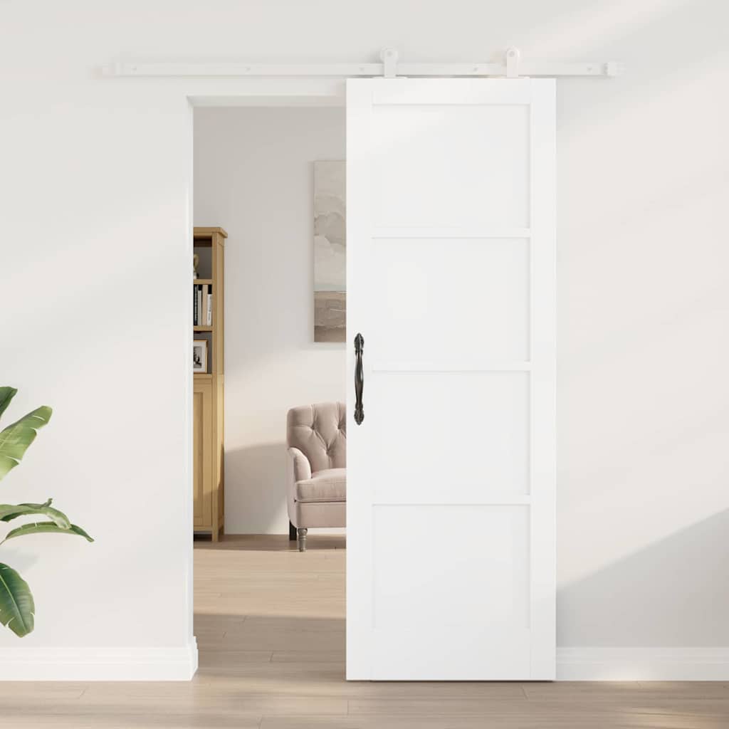 Sliding Door Set White 28.9 x 83.1 in Solid pine wood and steel