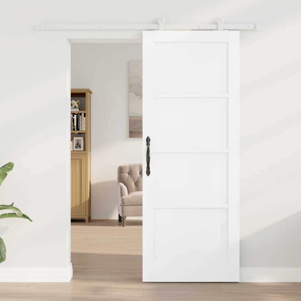 Sliding Door Set White 30.7 x 79.5 in Solid pine wood and steel