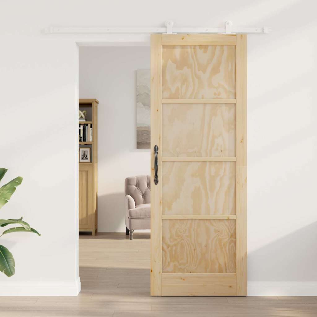 Sliding Door Set Manual Natural and white 30.7 x 83.1 in
