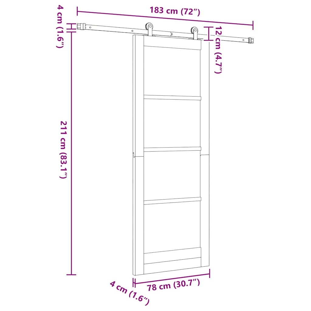Sliding Door Set White 30.7 x 83.1 in Solid pine wood and steel