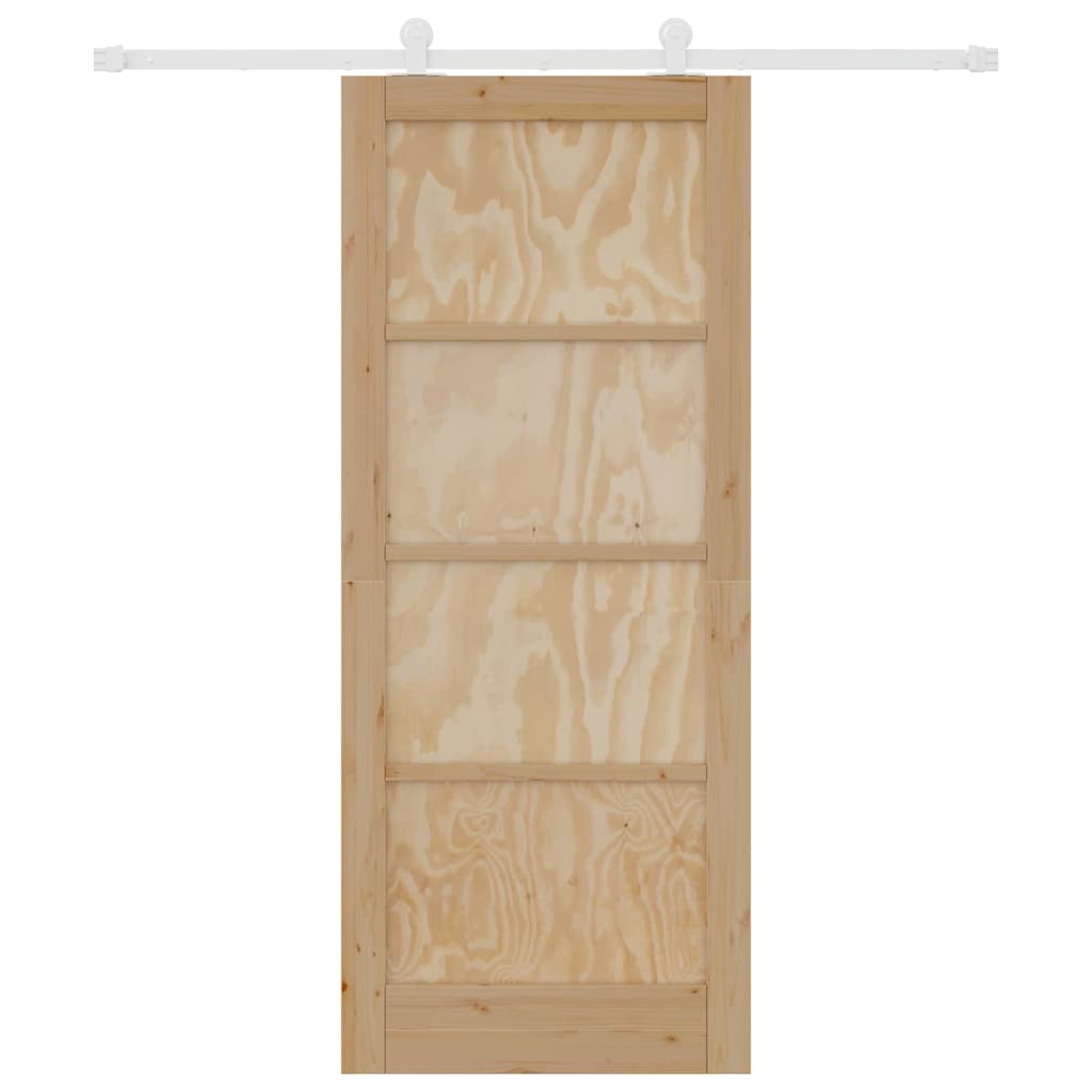Sliding Door Set Manual Natural and white 32.7 x 79.5 in