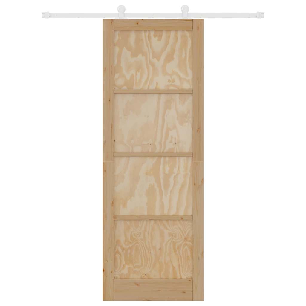 Sliding Door Set Manual Natural and white 32.7 x 91.4 in