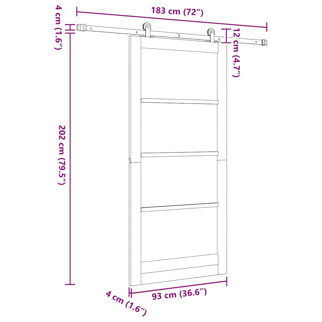 Sliding Door Set White 36.6 x 79.5 in Solid pine wood and steel