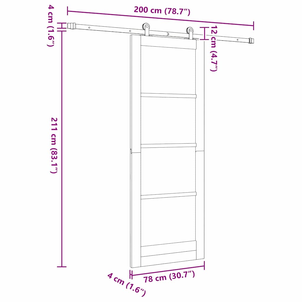 Sliding Door Set Manual ORKDAL White 30.7 x 83.1 in