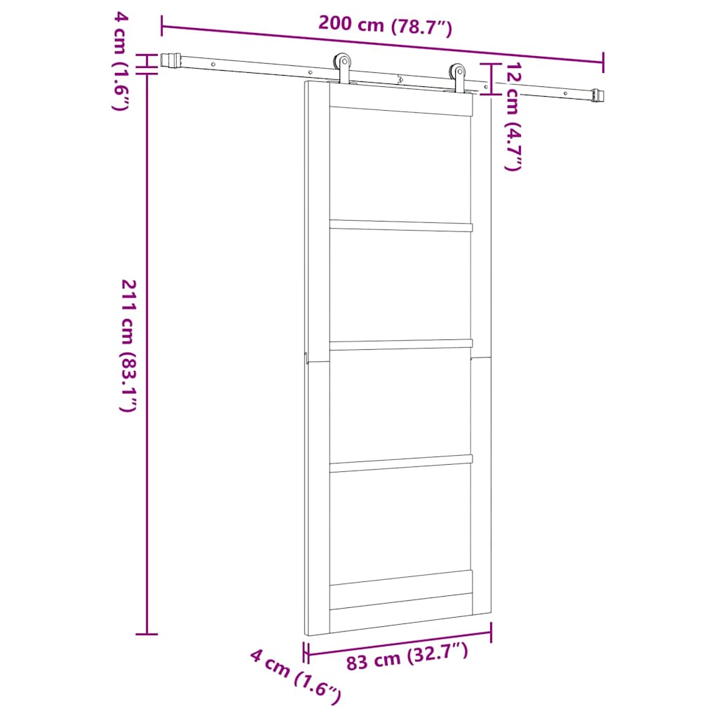 Sliding Door Set Manual ORKDAL White 32.7 x 83.1 in