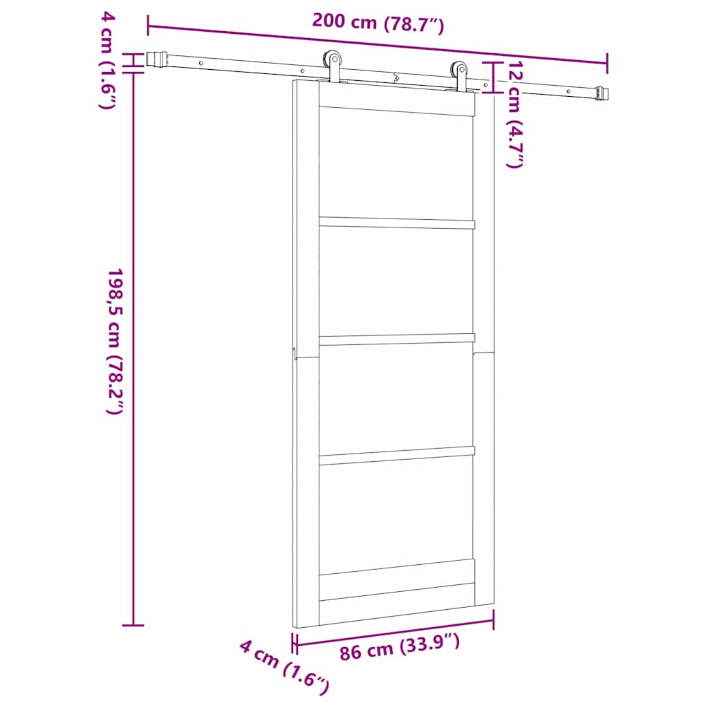 Sliding Door Set Manual ORKDAL White 33.9 x 78.1 in