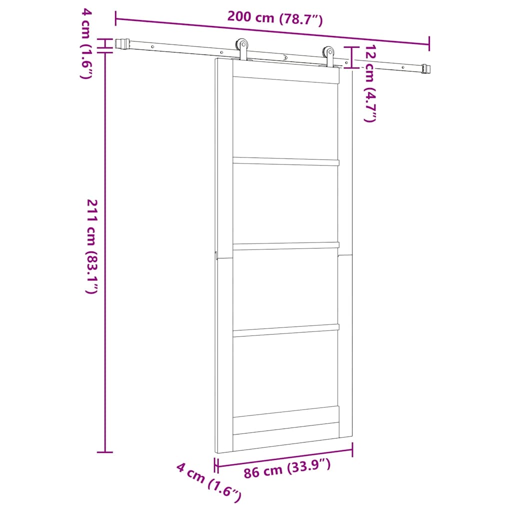 Sliding Door Set Manual ORKDAL White 33.9 x 83.1 in