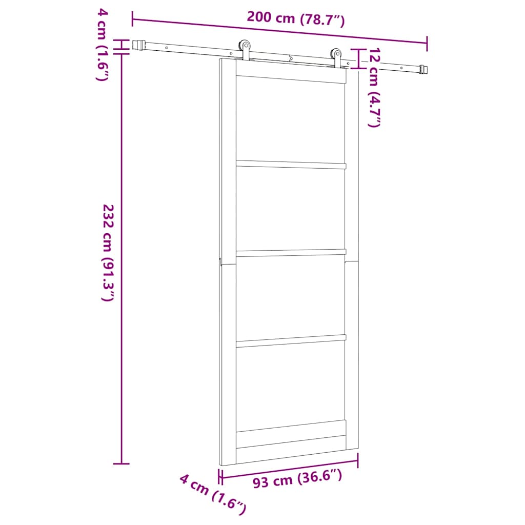 Sliding Door Set Manual ORKDAL White 36.6 x 91.3 in